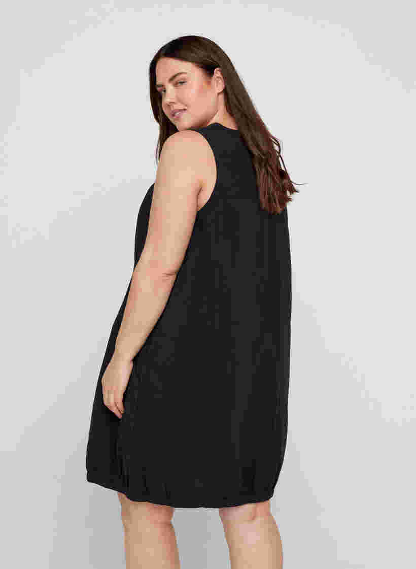 Ärmlös klänning i bomull, Black, Model image number 1