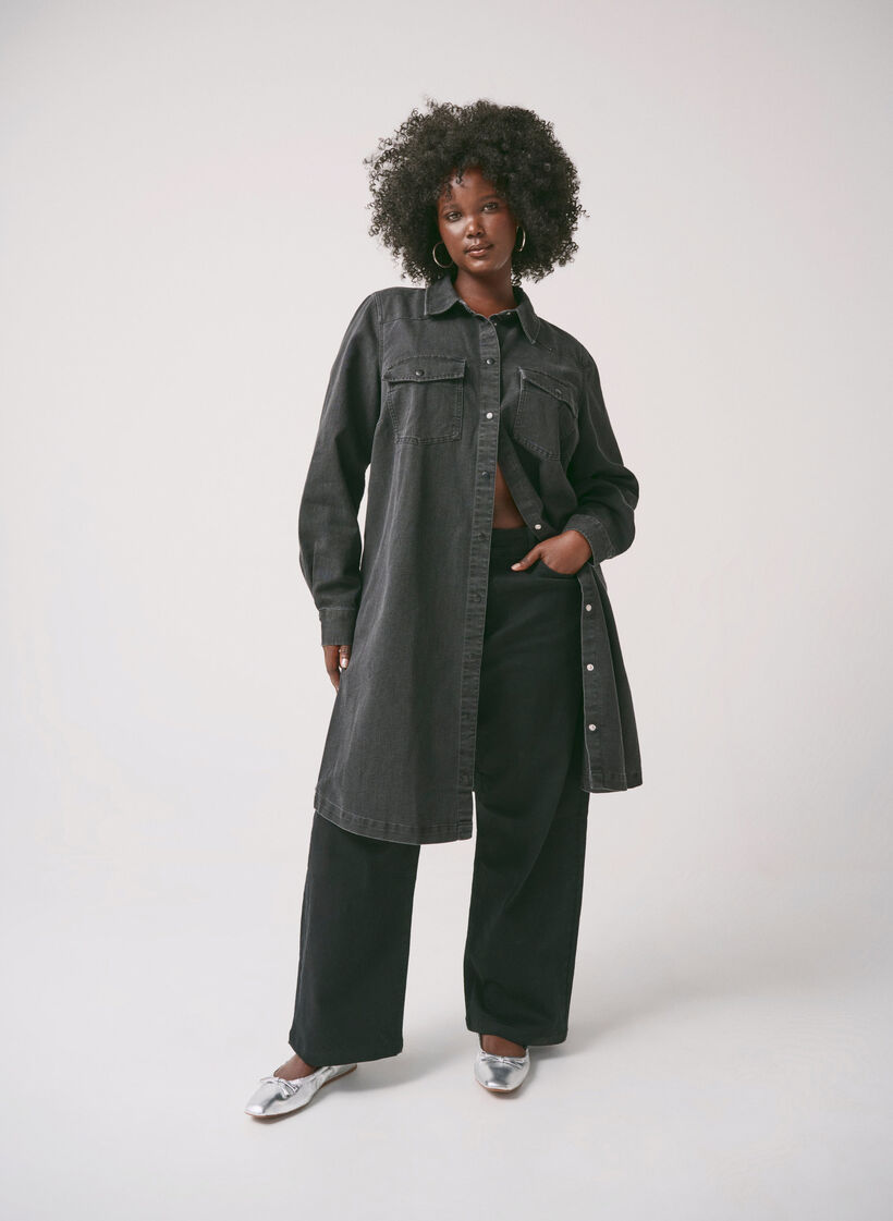 Beskurna Vera jeans med rak passform, Black, Image image number 0