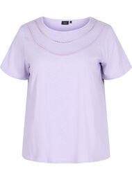 T-shirt i bomull med spetsband, Lavender