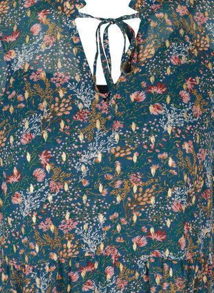 Tunika med blommönster, Majolica Blue Comb, Packshot image number 2