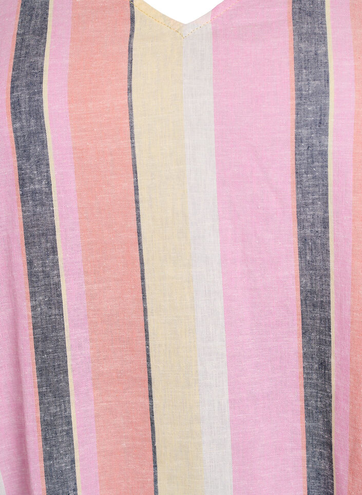 Kort klänning i linne och viskos med 3/4-ärmar, Gul, Packshot image number 2