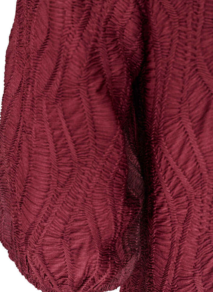 Blus med struktur och 3/4-&auml;rmar, R&ouml;d, Packshot image number 3