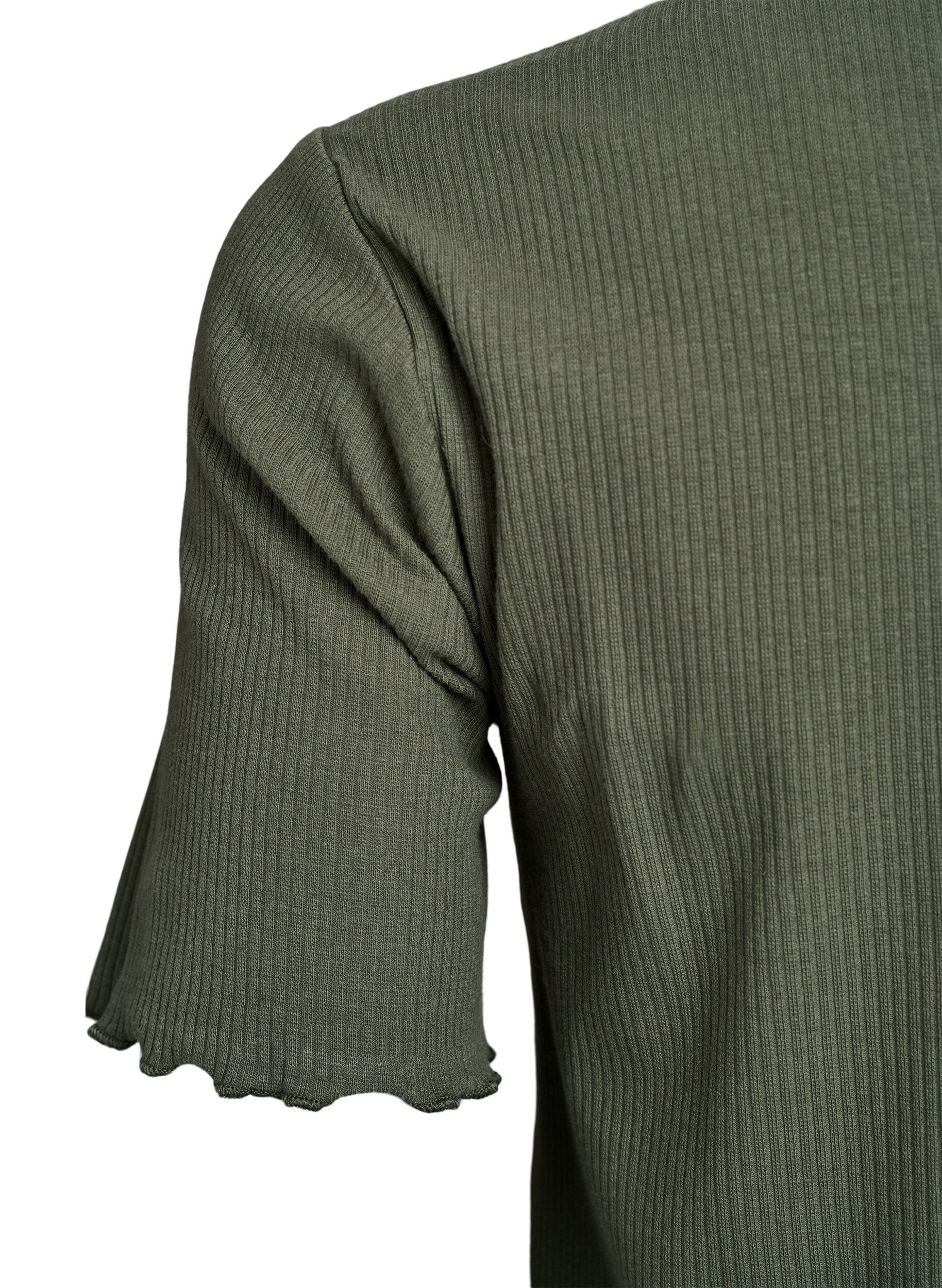 Zizzi Kn&auml;l&aring;ng t-shirtkl&auml;nning i ribbad jersey, Gr&ouml;n, Packshot image number 3