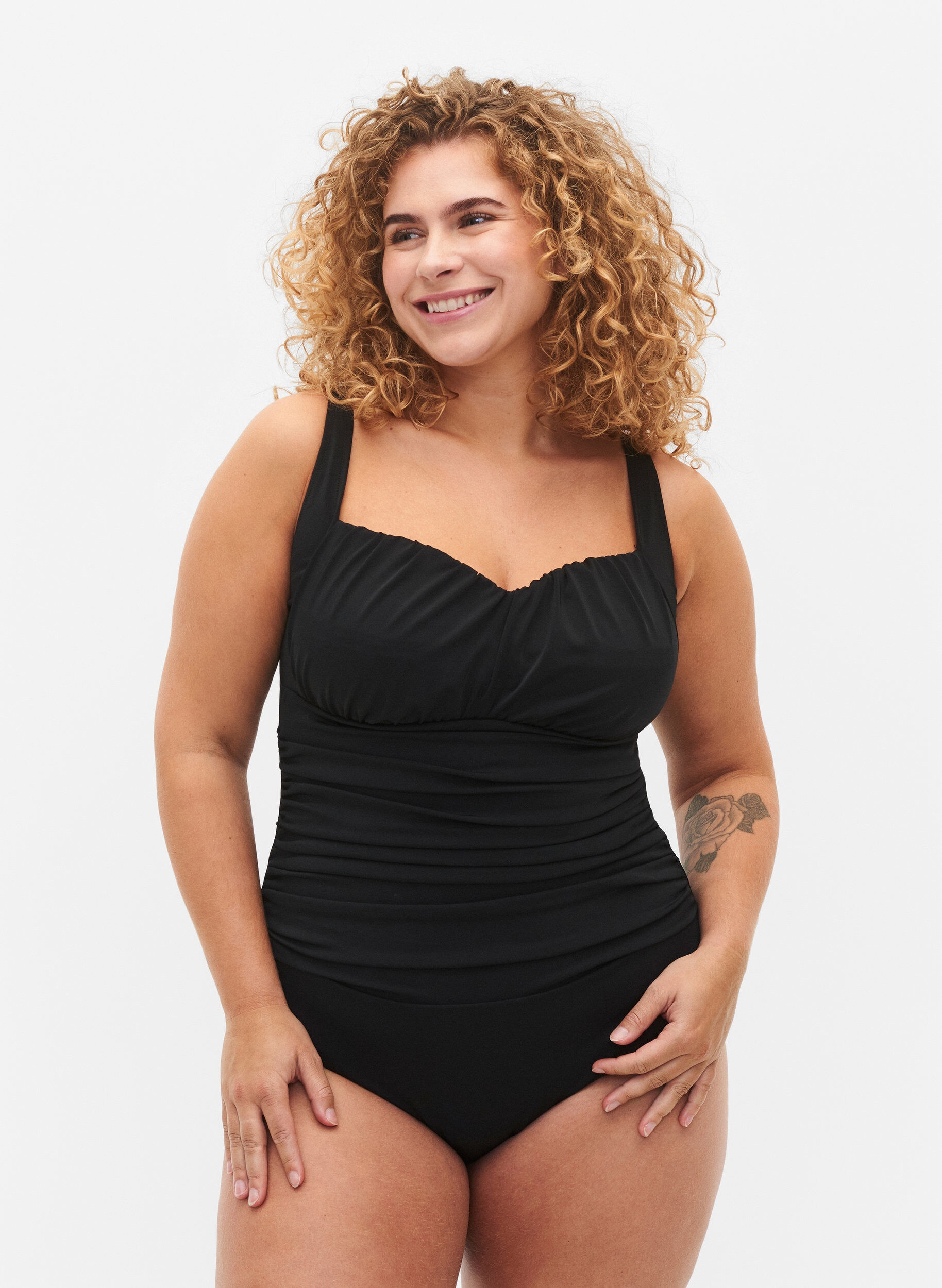 ZizziBaddr&auml;kt med draperade detaljer, Black, Model image number 0