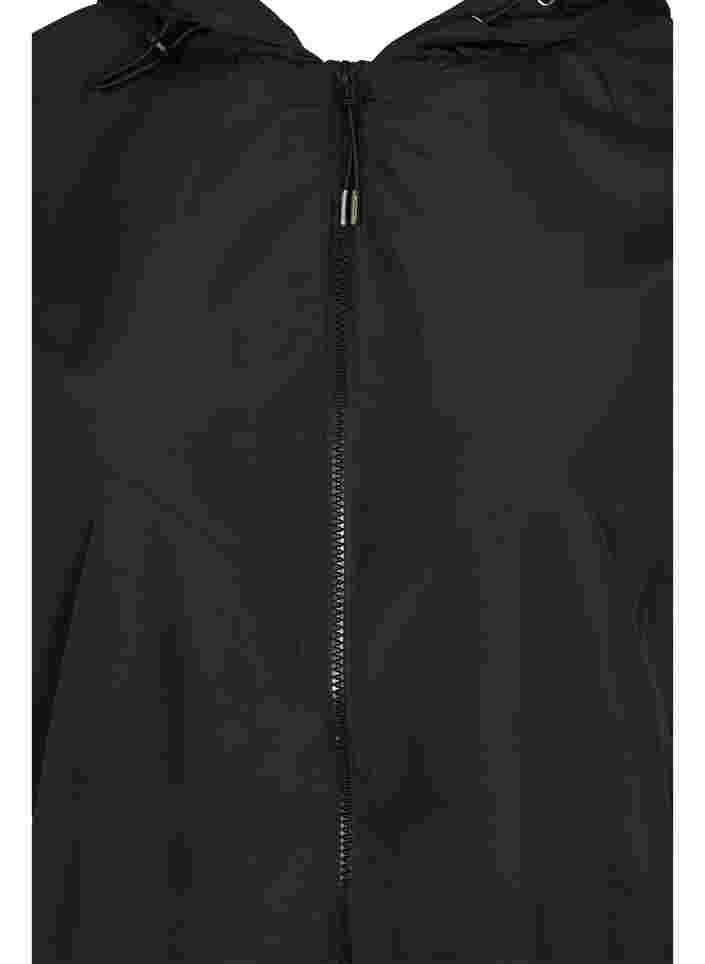 Kort jacka med huva och justerbar nederkant, Black, Packshot image number 2