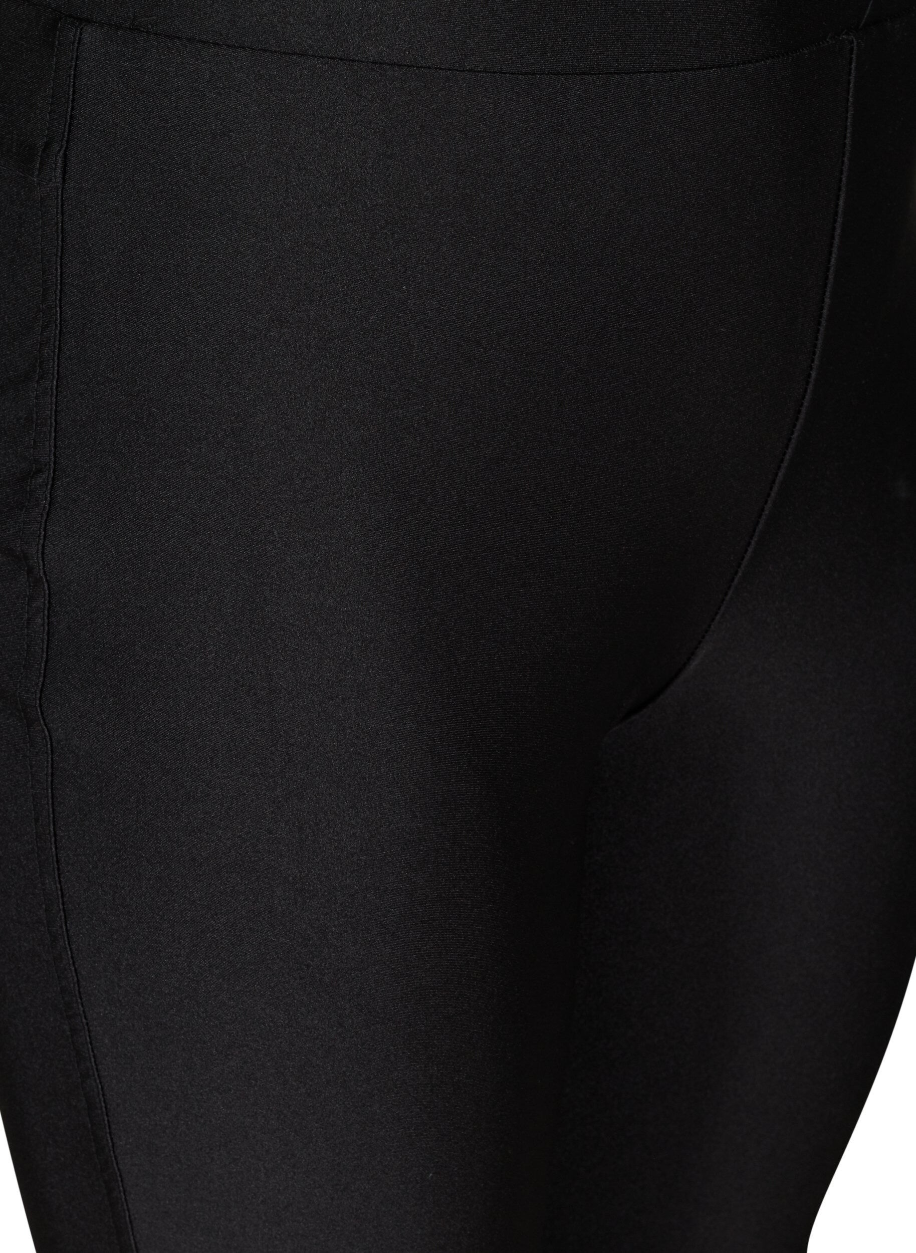 Zizzi Croppade, glansiga leggings med bakfickor, Black, Packshot image number 2