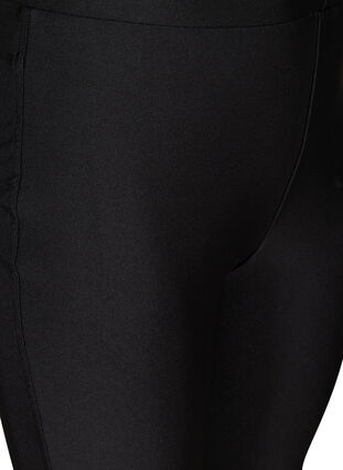 Croppade, glansiga leggings med bakfickor, Black, Packshot image number 2