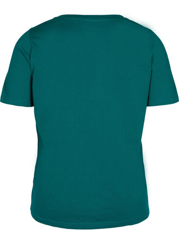T-shirt i ekologisk bomull med v-ringning, Teal Green, Packshot image number 1