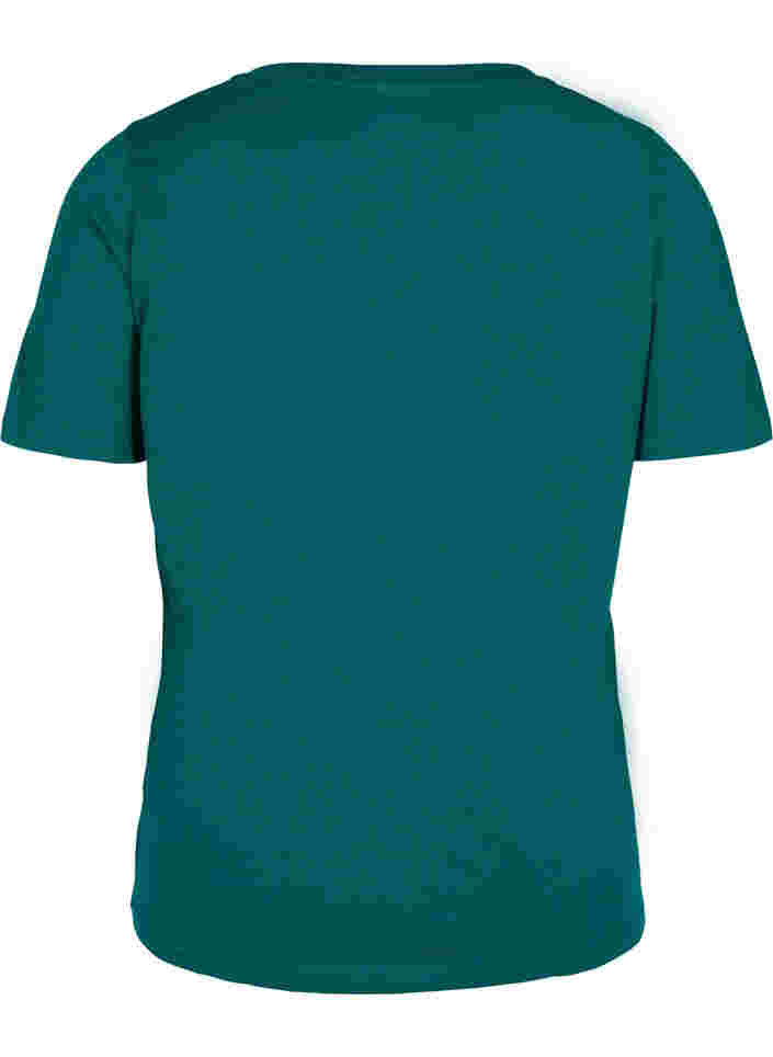 T-shirt i ekologisk bomull med v-ringning, Teal Green, Packshot image number 1