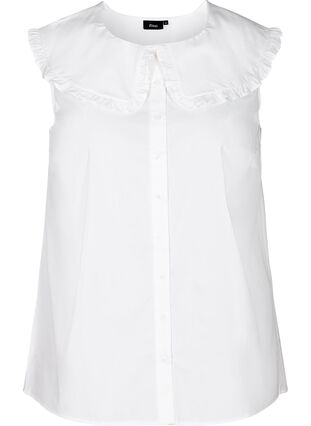 Ärmlös skjorta med stor krage, Bright White, Packshot image number 0
