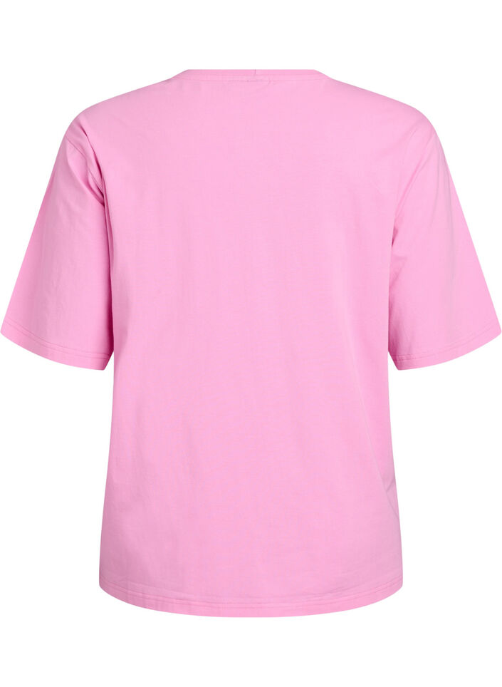 Sportig t-shirt i ekologisk bomull, Rosa, Packshot image number 1