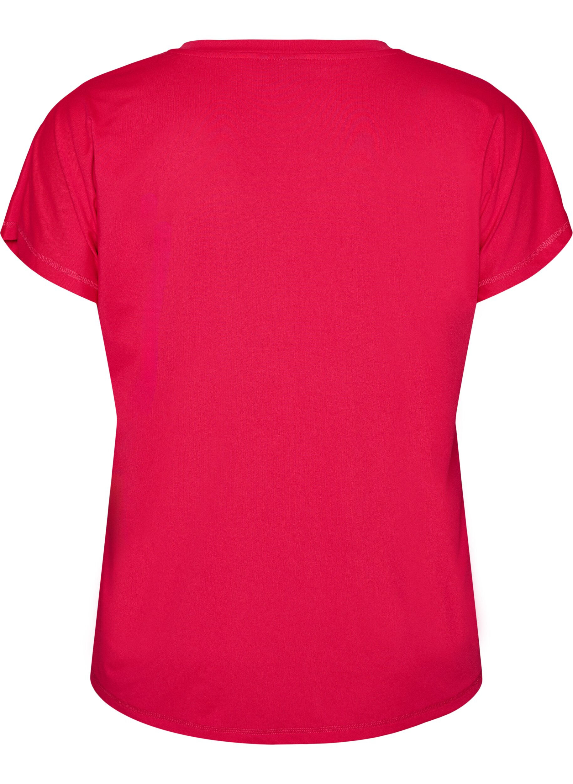 ZizziTr&auml;nings t-shirt med v-ringning och l&ouml;s passform, Rosa, Packshot image number 1