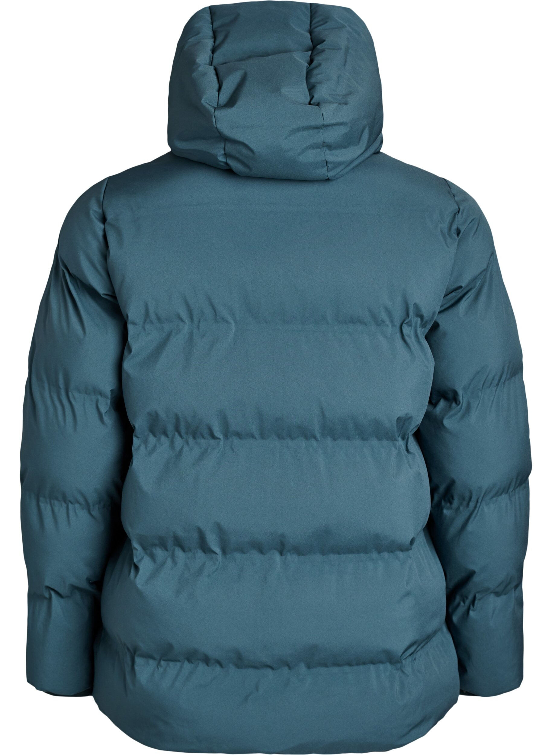 ZizziKort pufferjacka med avtagbar huva, Gr&ouml;n, Packshot image number 1