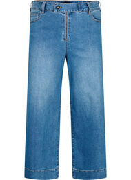 Croppade jeans med vida ben, Blue denim