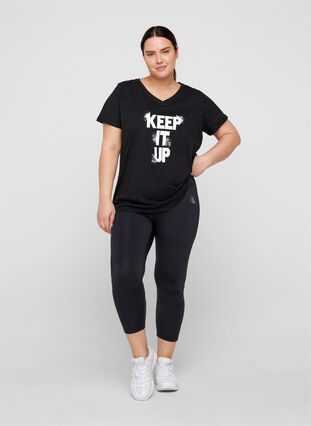 Tränings-t-shirt i bomull med tryck, Black Keep, Model image number 2