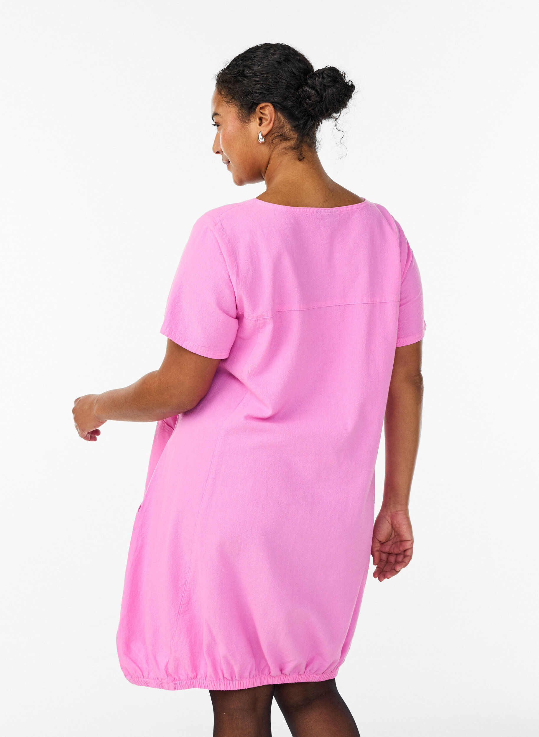 ZizziKort&auml;rmad kl&auml;nning i bomull, Rosa, Model image number 2