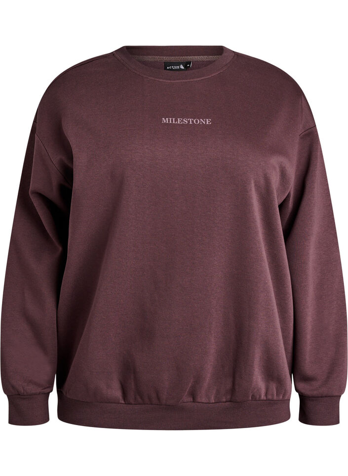 Sweatshirt med statementdetalj, Brun, Packshot image number 0