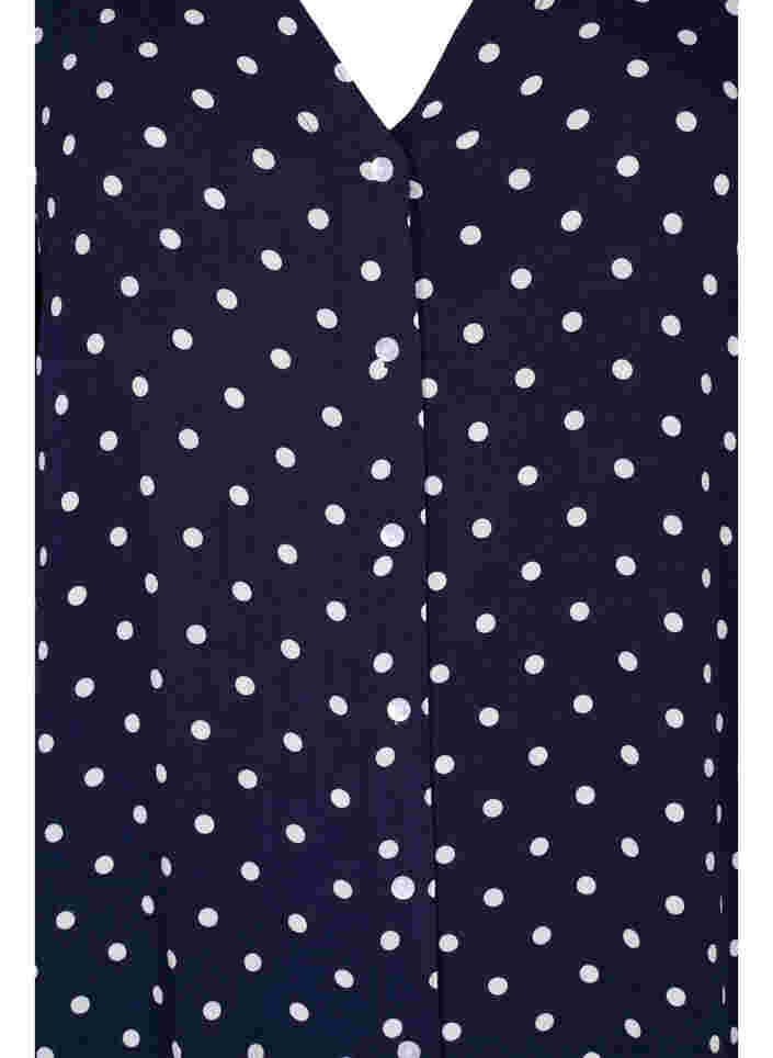 Prickig tunika i viskos med korta ärmar, Night Sky Dot, Packshot image number 2