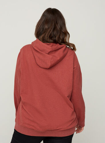 Sweatshirt med huva och tryck, Burnt Henna Mel. , Model image number 1