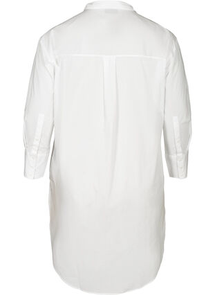 Lång bomullsskjorta med bröstficka, Bright White, Packshot image number 1