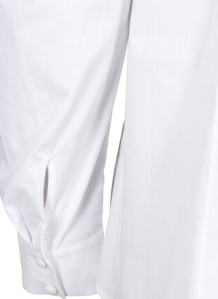 Bomullsskjorta med puffärmar, Bright White, Packshot image number 3