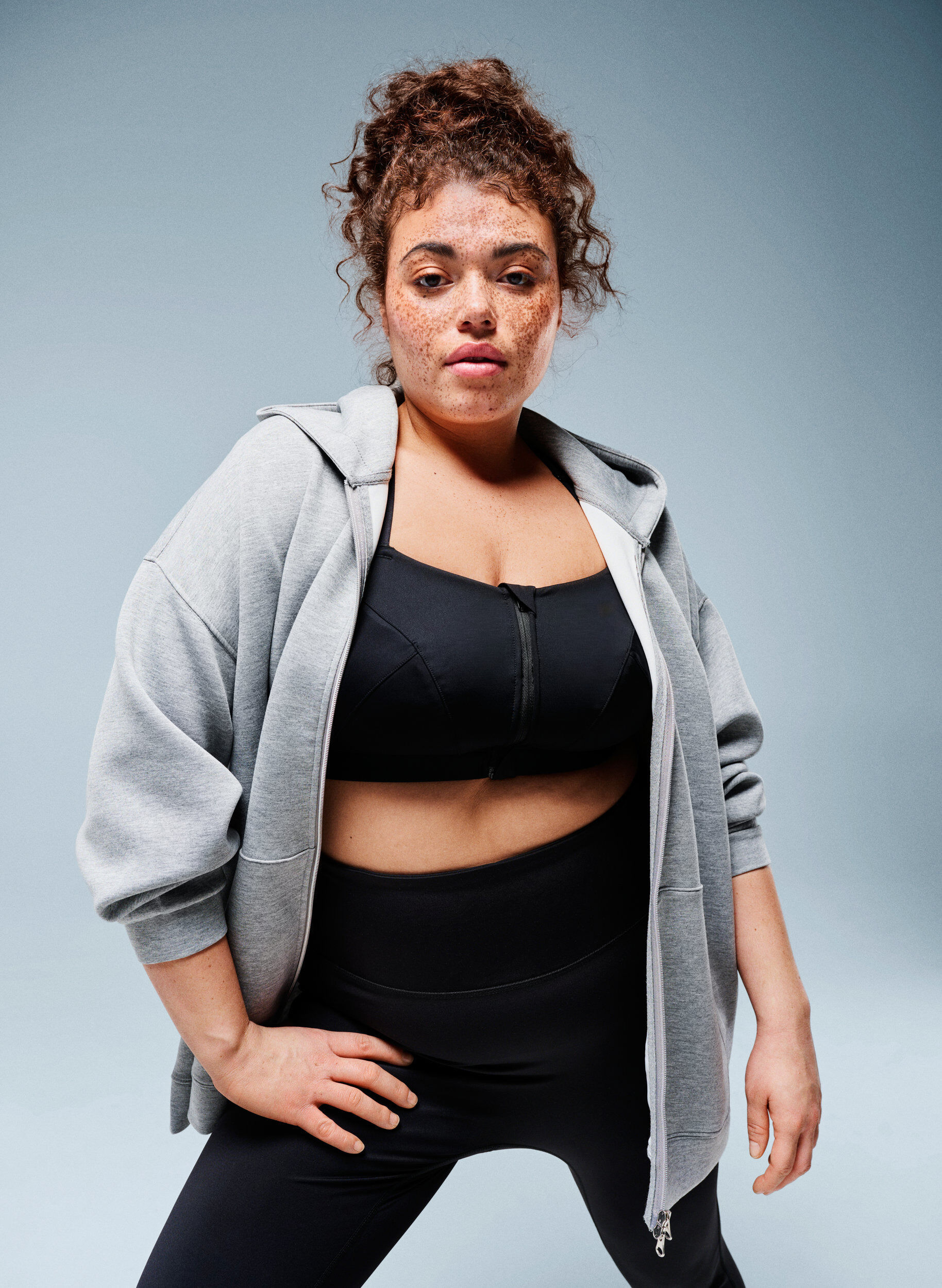 Zizzi Huvtr&ouml;ja i scuba med dragkedja och fickor, Gr&aring;, Image image number 0