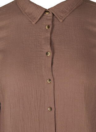 Lång bomullsskjorta med klassisk krage, Deep Taupe, Packshot image number 2