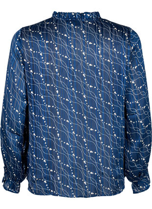 Långärmad blus med volanger och tryck, Dress Bl. Swirl AOP, Packshot image number 1