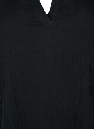 Kortärmad klänning i 100% bomull, Black, Packshot image number 2
