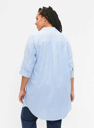 Lång randig skjorta med trekvartsärmar, Marina W. Stripe, Model image number 1