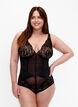Body med mesh och spets, Black, Model image number 0