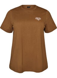 T-shirt i bomull med tryck, Brun