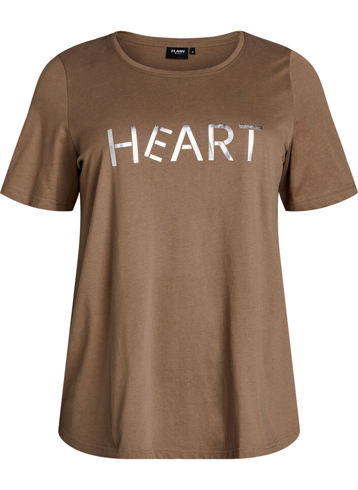 T-shirt med tryck, Brun, Packshot image number 0