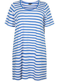Randig trikåklänning med korta ärmar, Blue Stripes