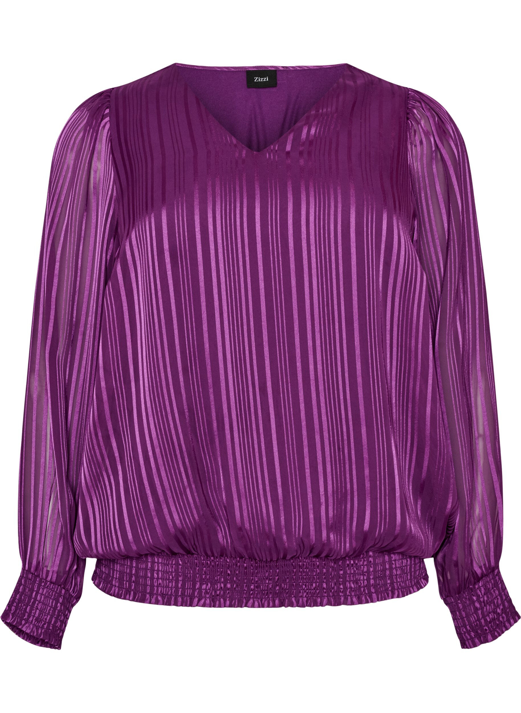 ZizziRandig blus med ballongform, Lila, Packshot image number 0