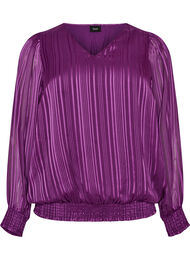 Randig blus med ballongform, Lila