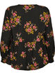 L&aring;ng&auml;rmad blus med blomm&ouml;nster, Svart, Packshot image number 1
