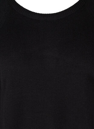 Långärmad stickad tröja med ribbade detaljer, Black, Packshot image number 2