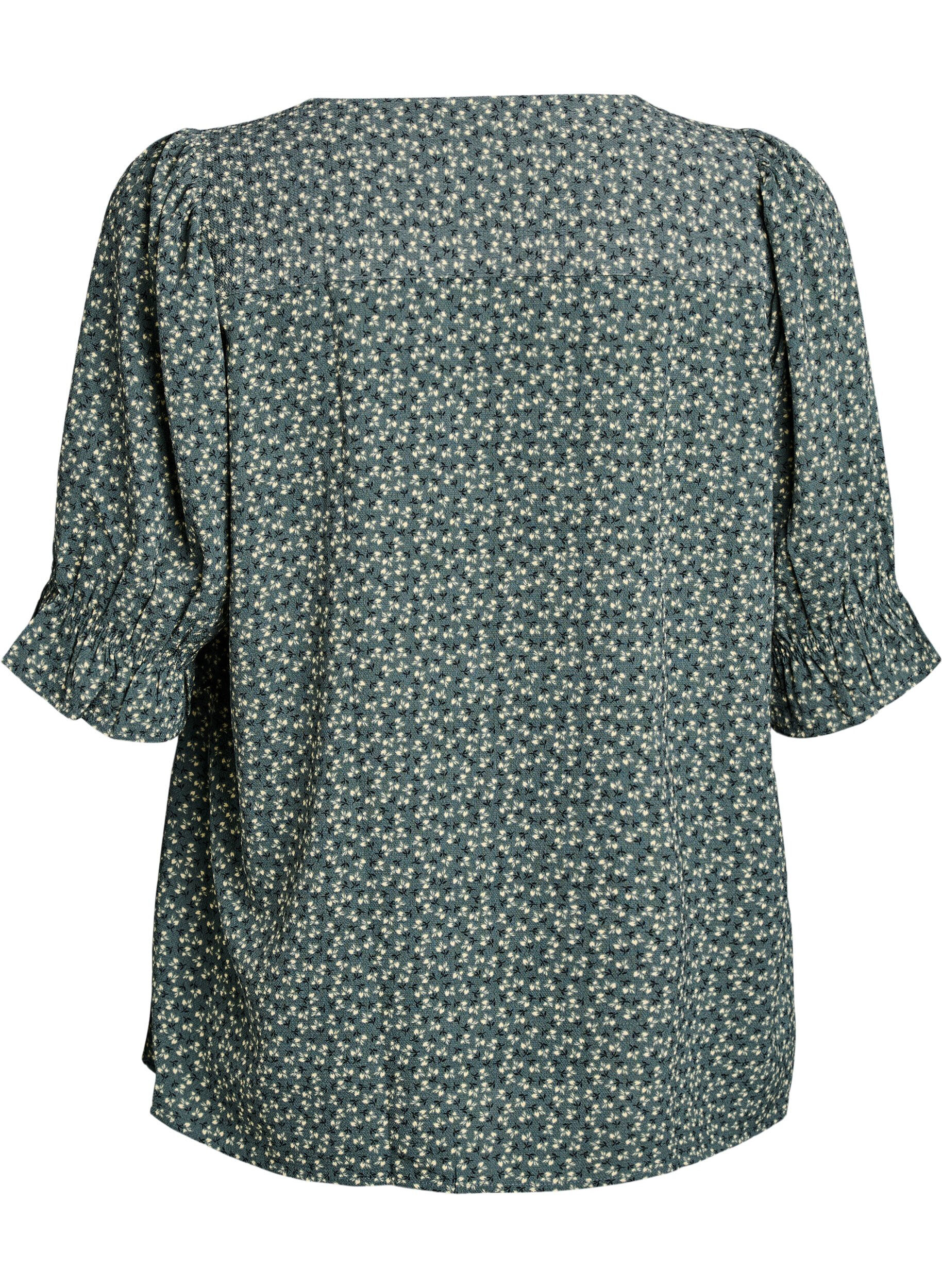 ZizziSkjortblus med halvl&aring;nga &auml;rmar, Gr&ouml;n, Packshot image number 1
