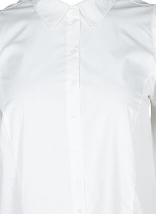 Skjorta i bomull med 3/4 puffärmar, Bright White, Packshot image number 2