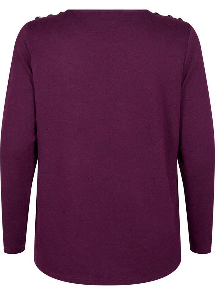 Blus med dekorativa knappar, Lila, Packshot image number 1