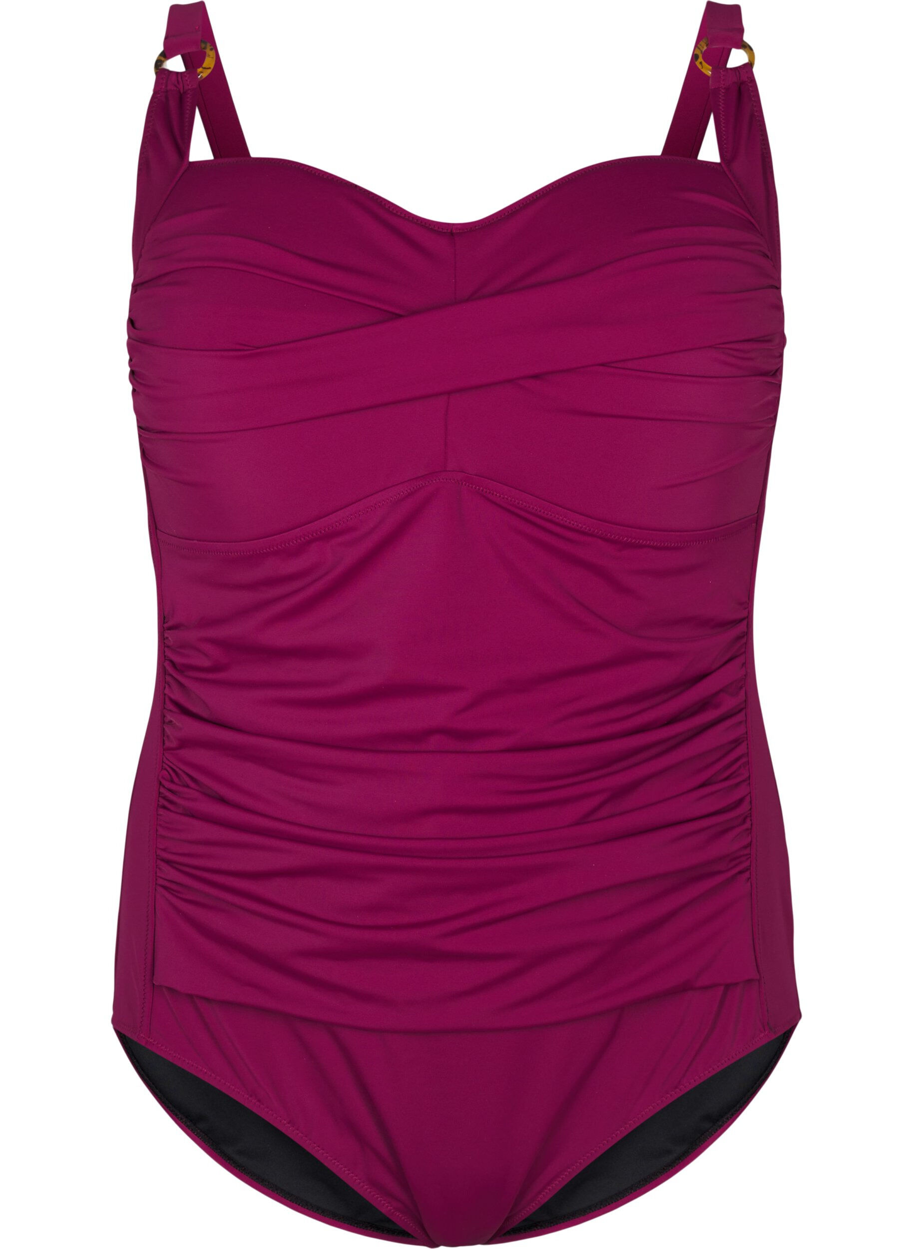 Zizzi Vadderad baddr&auml;kt med drapering, R&ouml;d, Packshot image number 0