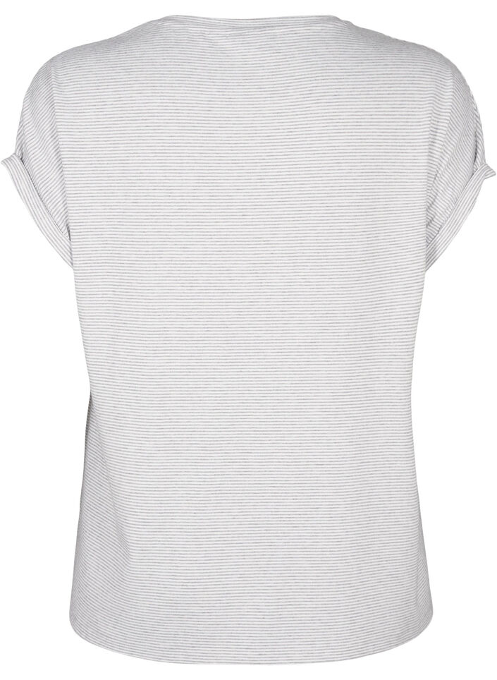 Randig nattlinne med korta ärmar, Grå, Packshot image number 1