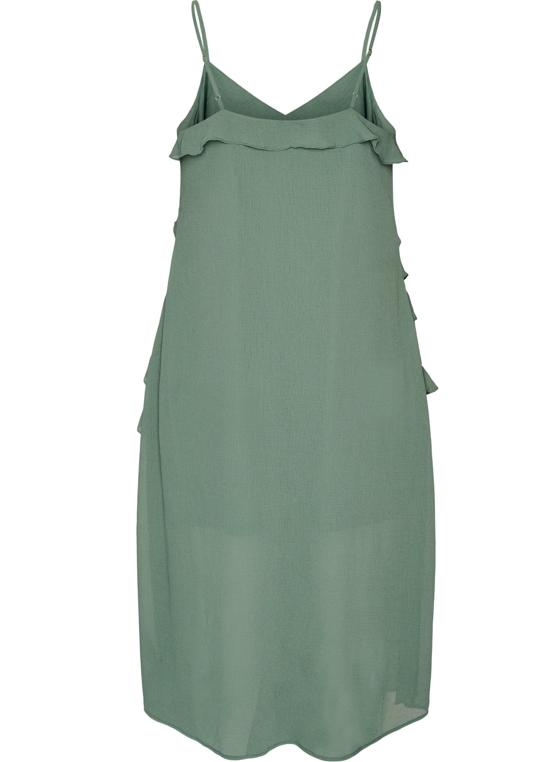ZizziKl&auml;nning i chiffong med asymmetriska volanger, Gr&ouml;n, Packshot image number 1