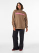 Sweatshirt med h&ouml;g krage och sportigt motiv framtill, Brun, Model image number 1