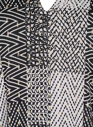 Blus med tryck och v-ringning, Black Graphic Stripe, Packshot image number 2