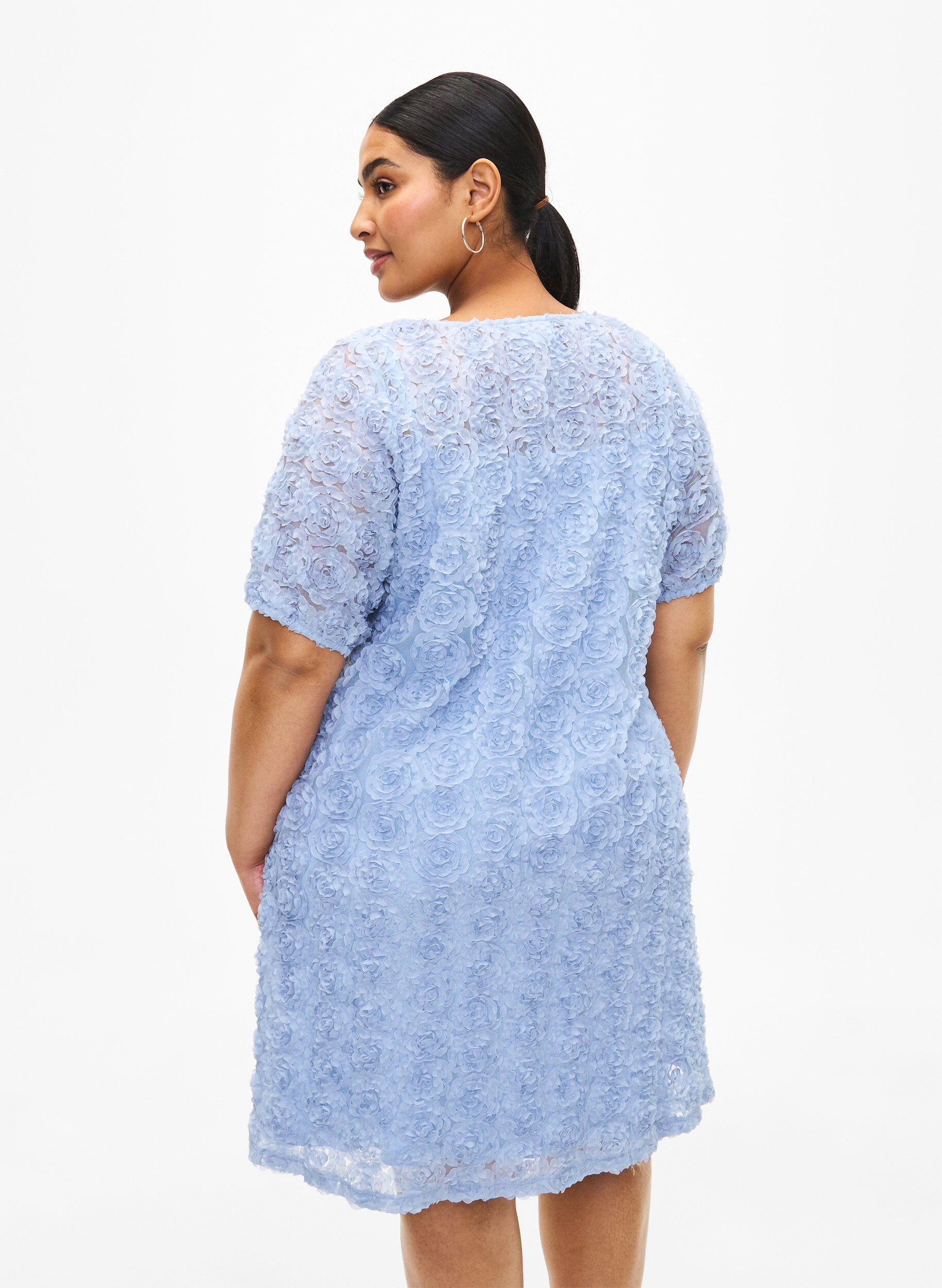 Zizzi Festkl&auml;nning med 3D-blommor, Cashmere Blue, Model image number 1