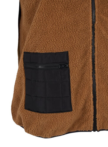 Träningsväst i teddy- och quiltmaterial, Camel, Packshot image number 3