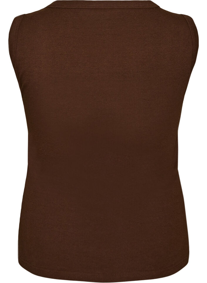 Ribbad topp med fyrkantig ringning, Brun, Packshot image number 1