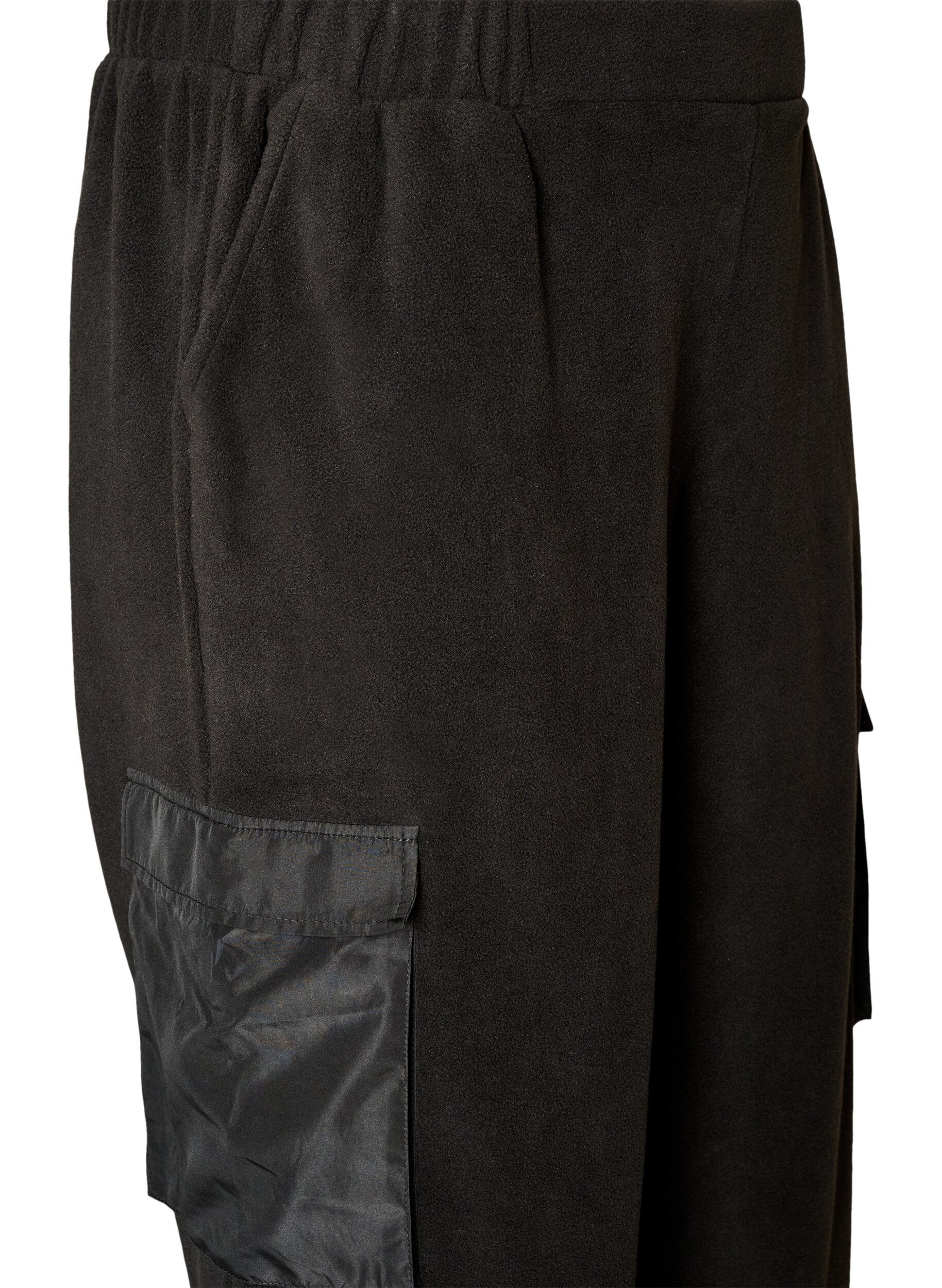 ZizziJoggers i fleece med cargofickor, Svart, Packshot image number 2
